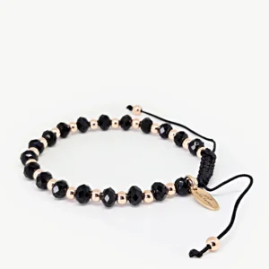 Black Rondelle Beads — Women's Natural Stone Bracelet, Mika Parker