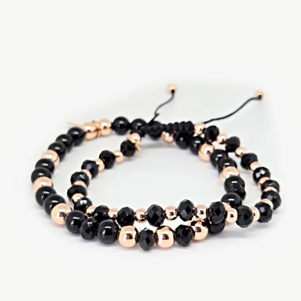 Rondelle Black Beads & Rose Gold Beads