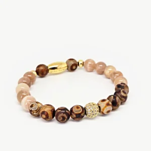 Sunstone, Tibetan Dzi Eye — Women's Natural Stone Bracelet, Mika Parker
