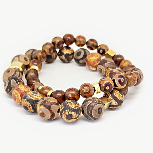 Tibetan Dzi Eye — Natural Stone Bracelet Set, Mika Parker