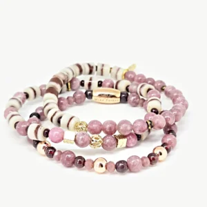 Zebra Jasper & Lepidolite — Natural Stone Bracelet Set, Mika Parker