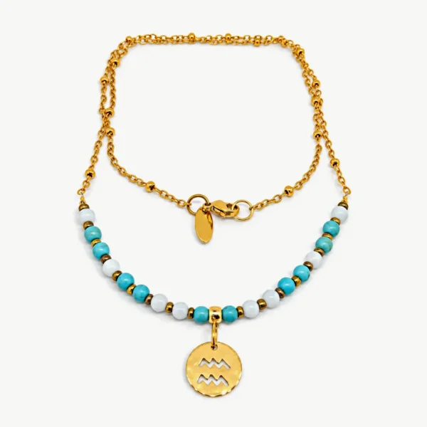 Aquarius — Zodiac Necklace with Natural Stones, Mika Parker