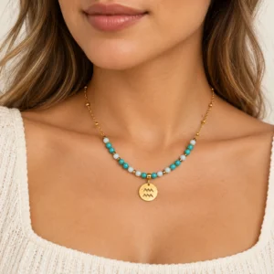 Aquarius — Zodiac Necklace with Natural Stones, Mika Parker