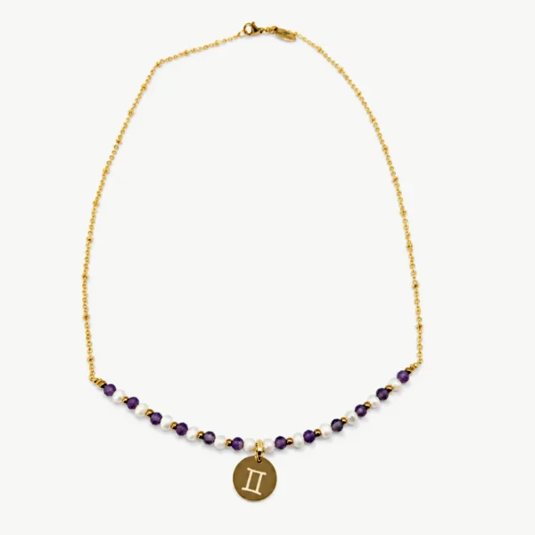Gemini — Zodiac Necklace with Natural Stones, Mika Parker
